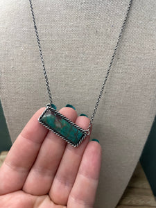 Navajo Sterling Silver & Royston Turquoise Bar Necklace