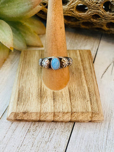 Navajo Blue Opal and Sterling Silver Concho Band Ring