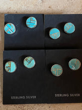 Load image into Gallery viewer, Turquoise &amp; Sterling Silver button Stud Earrings