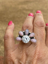 Load image into Gallery viewer, Pink Opal &amp; Sterling Silver  Diamond Wrap Ring