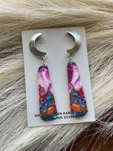 Load image into Gallery viewer, Navajo Pink Dream Mohave &amp; Sterling Silver Moon Slab Dangles