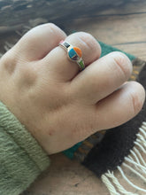 Load image into Gallery viewer, Navajo Sterling Silver &amp; Multi Stone Inlay Ring Size 7.5