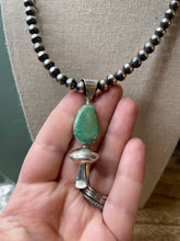 Load image into Gallery viewer, Navajo Handmade Sterling Silver Green Turquoise Blossom Pendant