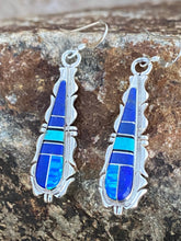 Load image into Gallery viewer, Navajo Lapis, Turquoise, Jagged Dangle Earrings