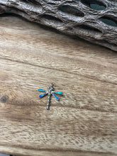 Load image into Gallery viewer, Sterling Silver And Blue Fire Opal Inlay Dragonfly Pendant