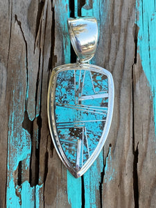 Turquoise 8 & Sterling Silver Shield Pendant