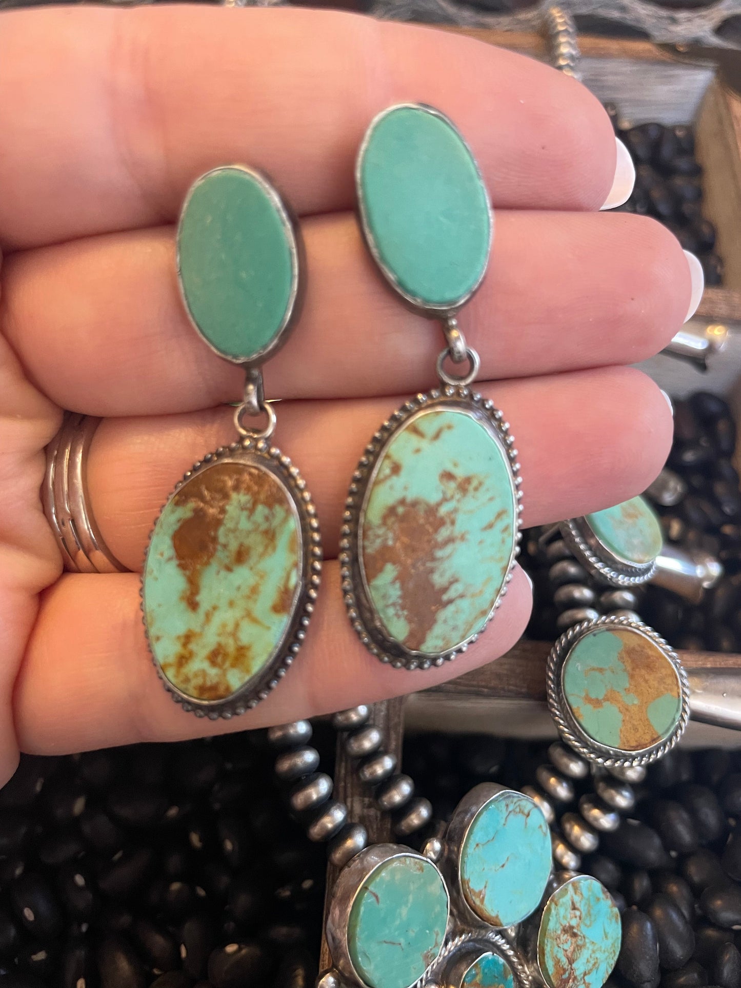 Turquoise Squash Blossom Set by the Navajo Artist Jacqueline Silver