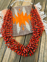Load image into Gallery viewer, Navajo Red Coral &amp; Heishi Six Strand Beaded Necklace