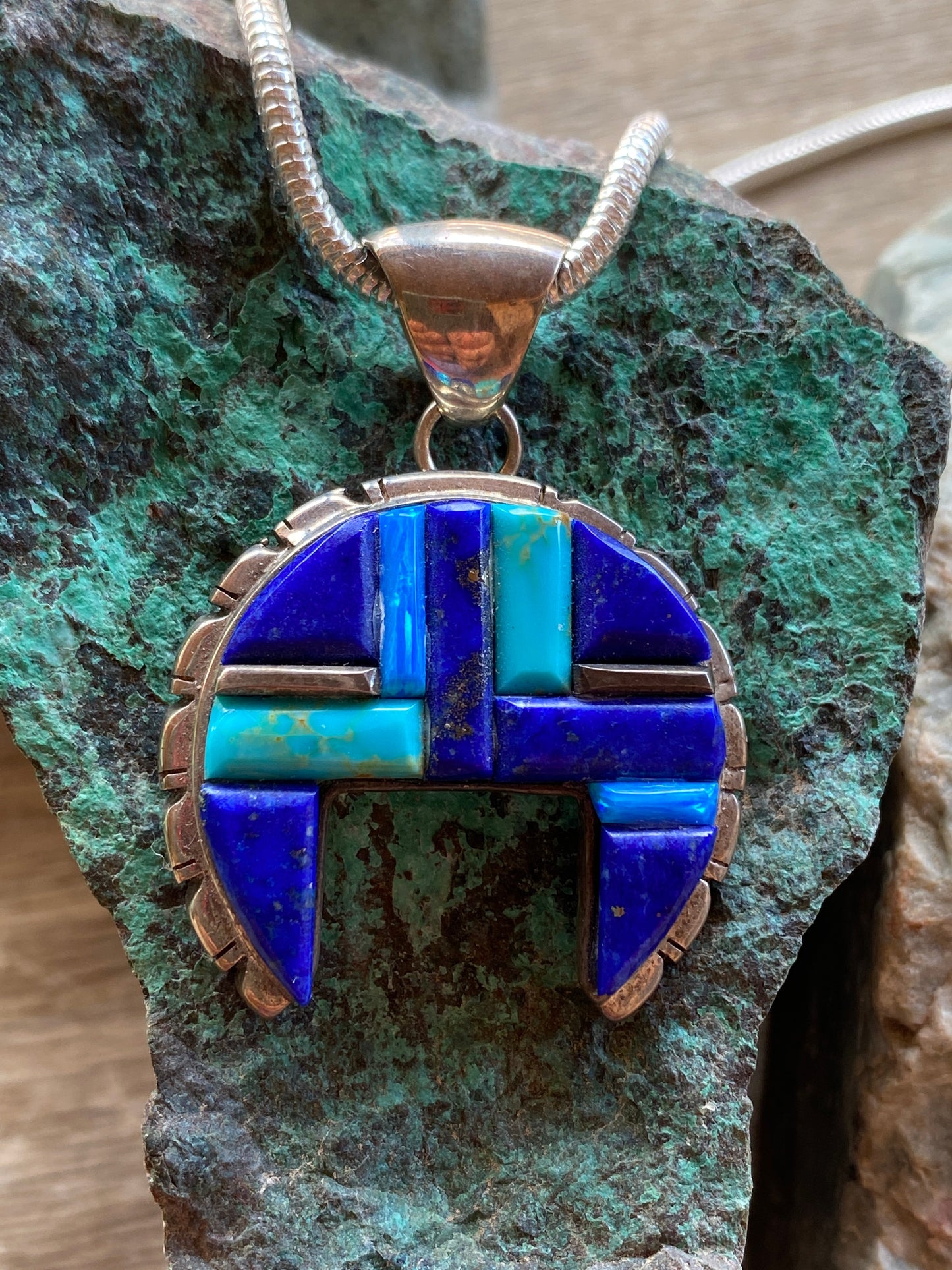 Navajo Lapis, Turquoise, Blue Rolled Naja Pendant