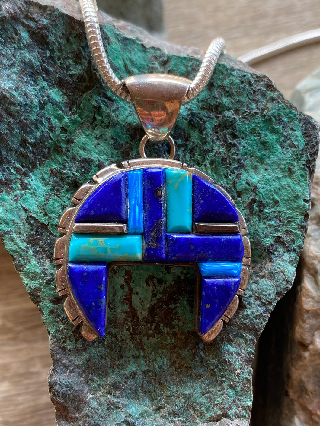 Navajo Lapis, Turquoise, Blue Rolled Pendant
