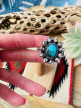 Load image into Gallery viewer, Handmade Sterling Silver, Wild Horse &amp; Turquoise Cluster Adjustable Ring