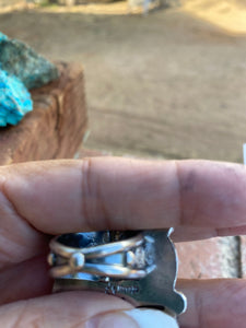 Navajo Jacqueline Silver Multi Turquoise & Sterling ring size 7.5