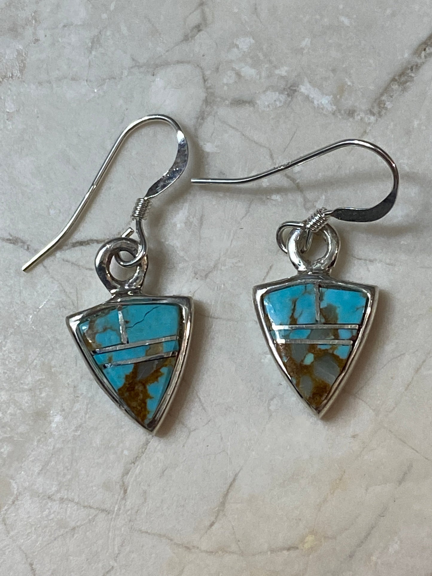 Turquoise 8 & Sterling Silver Petite Triangle Dangle Earrings