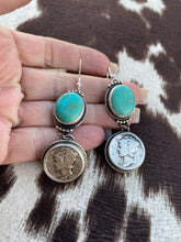 Load image into Gallery viewer, Navajo Royston Turquoise &amp; Liberty Dime Lariat Set