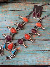 Load image into Gallery viewer, Navajo Multi Stone And Sterling Silver Squash Blossom Necklace Earrings Set By Tom Lewis