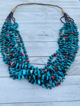 Load image into Gallery viewer, Navajo Turquoise, Spiny &amp; Heishi Eight Strand Beaded Necklace