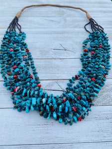 Navajo Turquoise, Spiny & Heishi Eight Strand Beaded Necklace