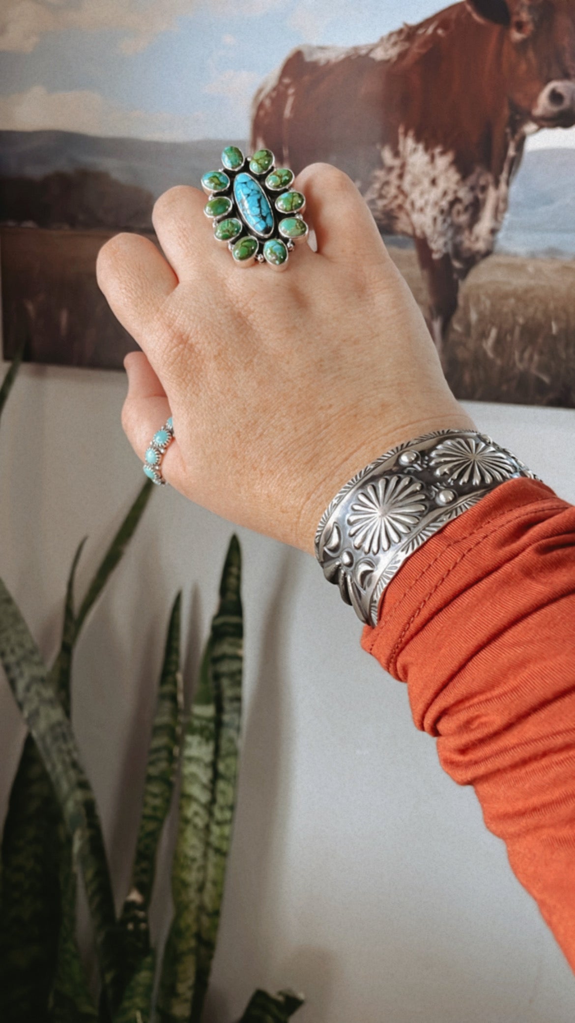 Navajo Turquoise and Sterling Silver Ring Size 8