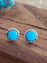 Load image into Gallery viewer, Zuni Sterling Silver &amp; Turquoise Round Post Earrings