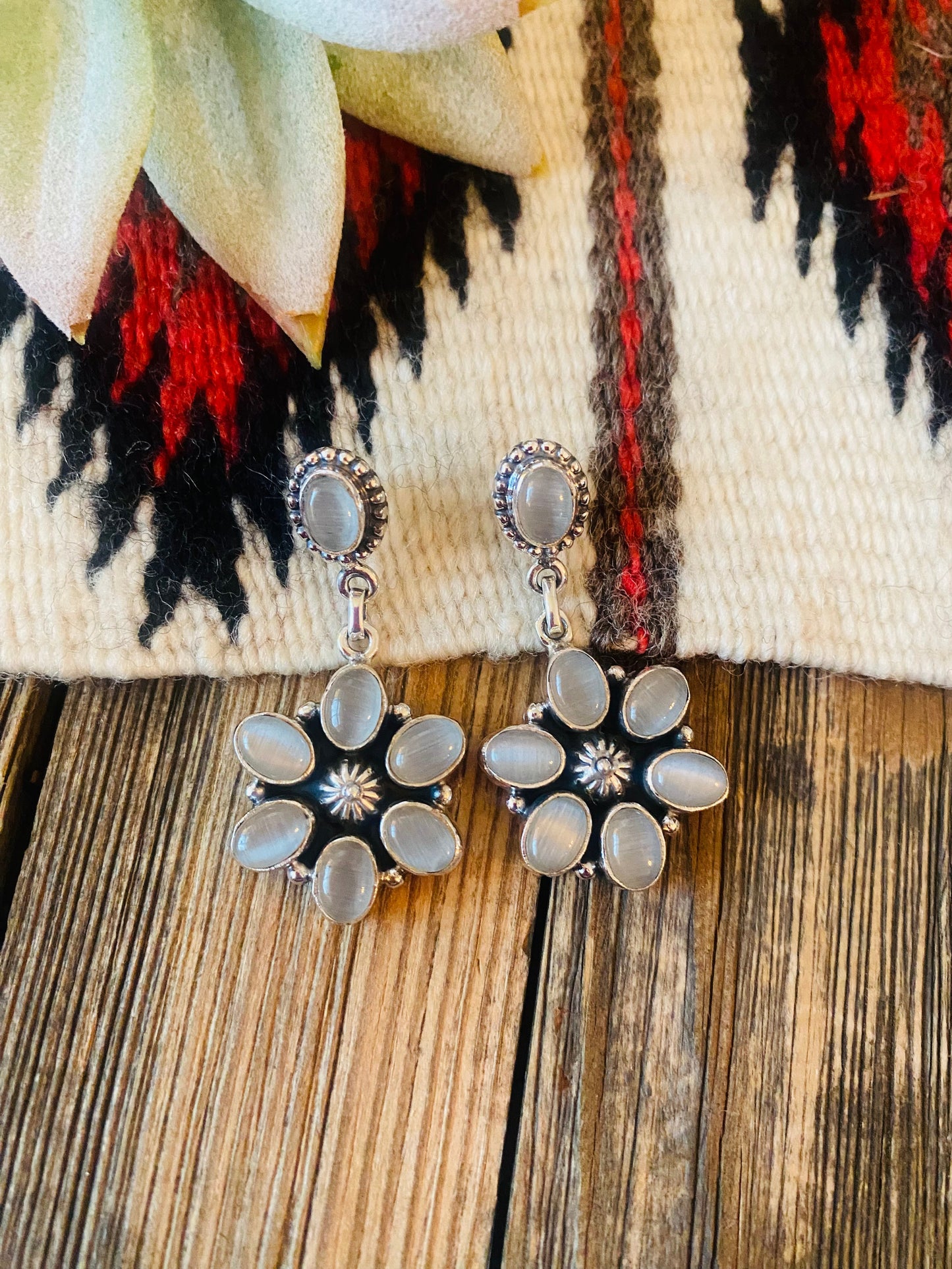 Handmade Agate And Sterling Silver Cluster Dangle Earrings