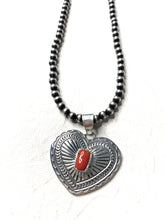 Load image into Gallery viewer, Navajo Coral &amp; Sterling Silver Heart Pendant