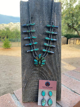 Load image into Gallery viewer, Navajo Sterling Silver &amp; Royston Turquoise Squash Necklace Set Signed