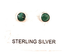 Load image into Gallery viewer, Navajo Sterling Silver &amp; Malachite Mini Stud Earrings
