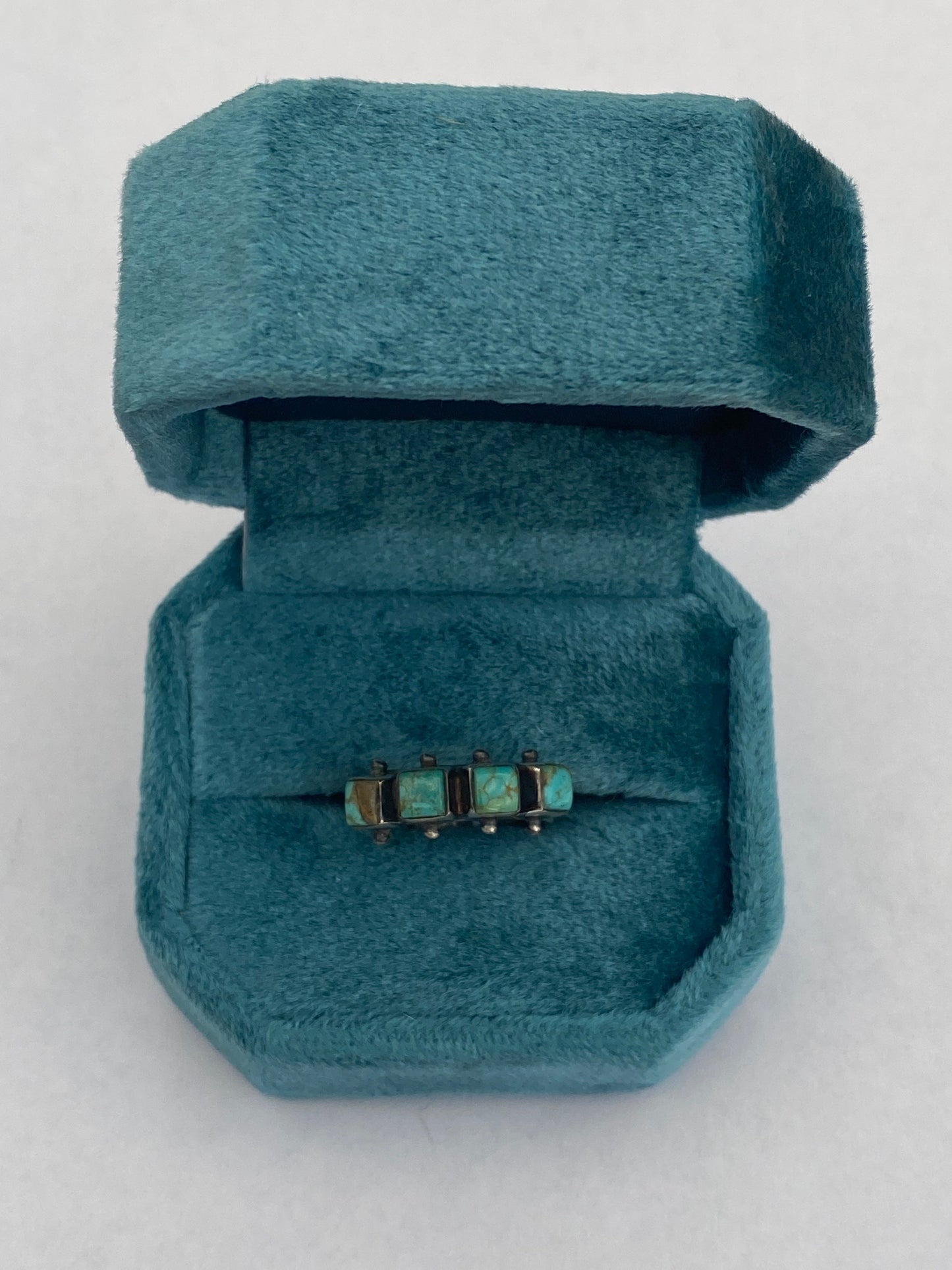 Handmade Sterling Silver & Natural Kingman Turquoise Square adjustable Ring