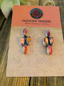 Navajo Pink Dream Mohave & Sterling Silver Post Earrings