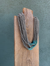 Load image into Gallery viewer, Navajo Sterling Silver &amp; Turquoise 6mm Pearl Beaded Necklace 18”