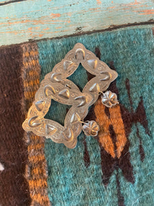 Navajo Sterling Silver Dangle Earrings By Leander Tahe