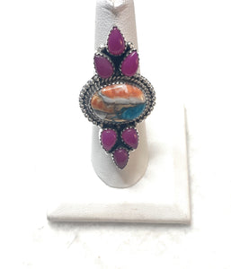 Handmade Spice & Pink Onyx Adjustable Ring
