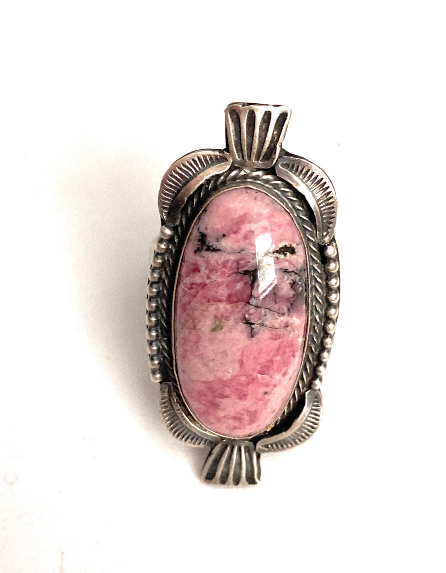 Navajo Rhodochrosite And Sterling Silver Ring Size 9 Signed