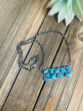 Load image into Gallery viewer, Zuni Sterling Silver &amp; Kingman Turquoise Cluster Bar Necklace by Jude Candelaria