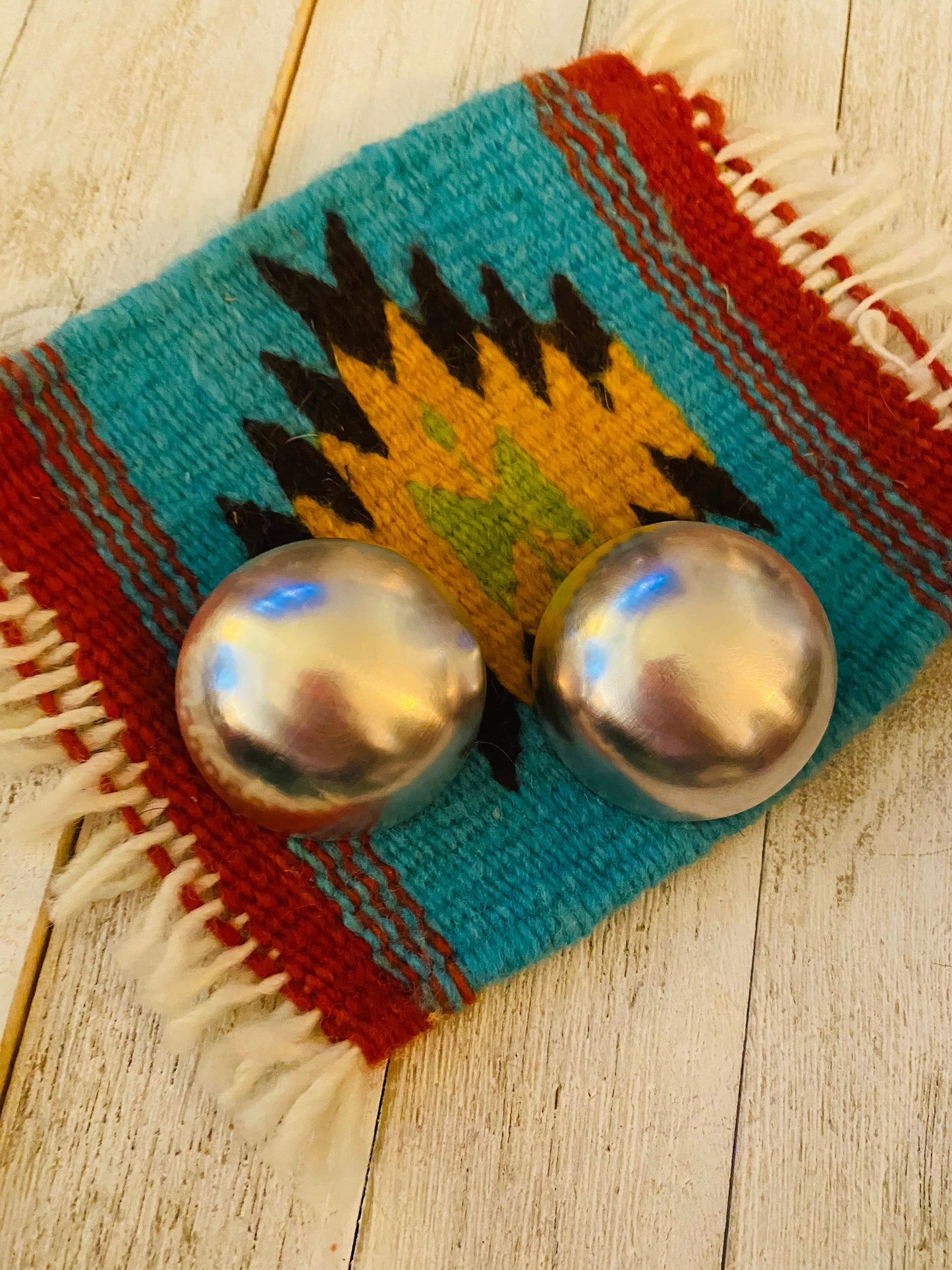 Navajo Sterling Silver Hand Jumbo Stud Earrings