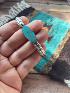 Navajo Handmade Sterling & Number 8 Turquoise Cuff