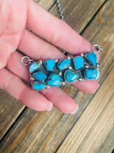Load image into Gallery viewer, Zuni Sterling Silver &amp; Kingman Turquoise Cluster Bar Necklace by Jude Candelaria