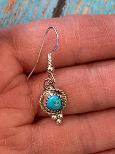 Navajo Turquoise & Sterling Silver twist wrap Dangle Earrings