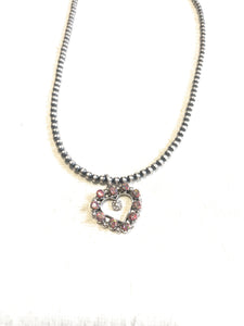 Zuni Sterling Silver & Red Fire Opal Heart Pendant