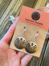 Load image into Gallery viewer, Navajo Hand Stamped Sterling Silver Man in the Maze Dangle Earrings