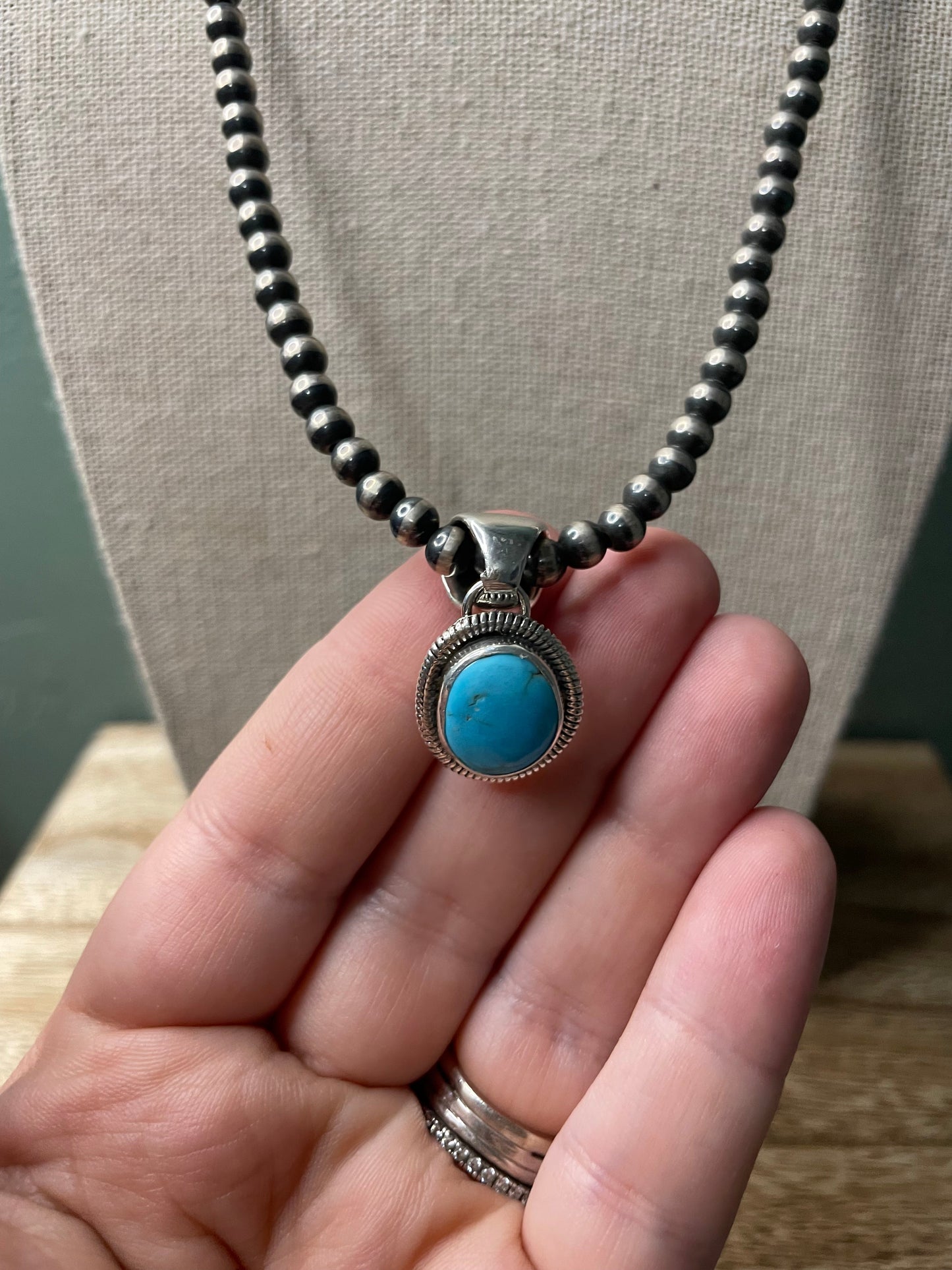 “Taylor Pendant” Navajo Sterling Silver And Turquoise Pendant
