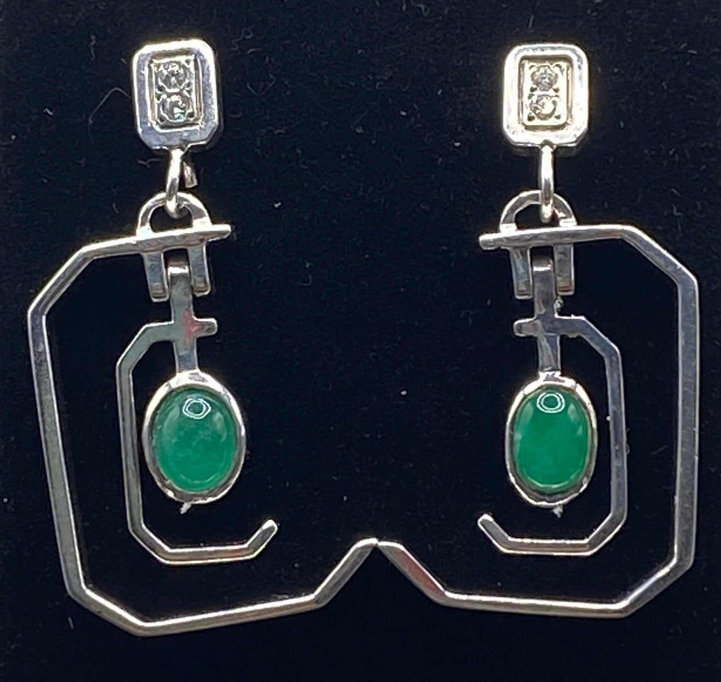 Colombian Emerald Earrings in Sterling Silver dangles 1ct set 3
