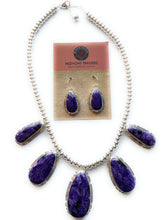 Load image into Gallery viewer, Navajo Charorite And Sterling Silver Necklace &amp; Earring Set Signed
