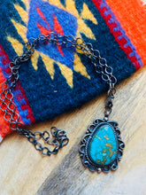 Load image into Gallery viewer, Navajo Sterling Silver &amp; Royston Turquoise Necklace Signed