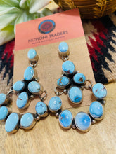 Load image into Gallery viewer, Navajo Golden Hills Turquoise &amp; Sterling Silver Cluster Dangle Earrings