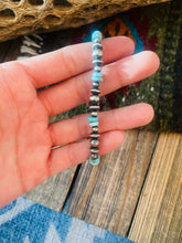 Load image into Gallery viewer, Handmade 14 Stone Turquoise &amp; Sterling Silver Beaded Graduated Stretch Bracelet 14