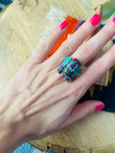 Load image into Gallery viewer, Handmade Sterling Silver &amp; Multi Stone Inlay Elephant Ring Size 7.5