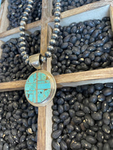 Load image into Gallery viewer, Navajo Number 8 Turquoise Inlay &amp; Sterling Silver Circle Pendant