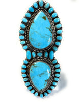 Load image into Gallery viewer, Navajo Kingman And Sleeping Beauty Turquoise Sterling Silver Statement Ring Sz 8