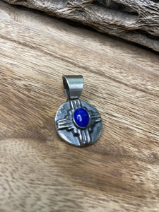 Navajo Sterling Silver & Blue Lapis Pendant By Chimney Butte